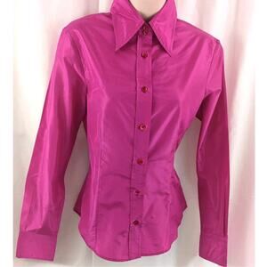 ETRO Pink Fuchsia Silk Button Women's Toop sz 40 Milano
